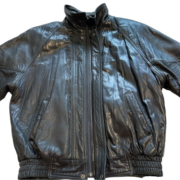 BFC Montreal Canada Vintage Leather Moto Jacket Zip Up Black Jacket - Size Small - Picture 3 of 16